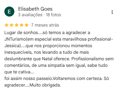 Avaliação 5 estrelas da JN Turismo no Google
